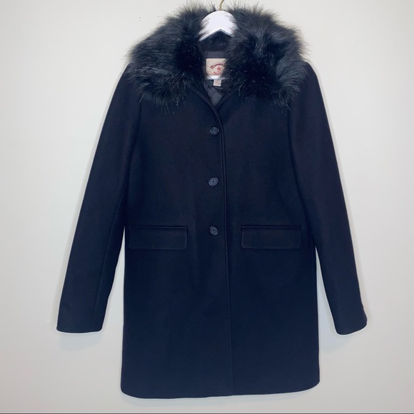 Brooks Brothers Jackets & Blazers - Brooks Brothers Faux Fur Collar Wool Coat